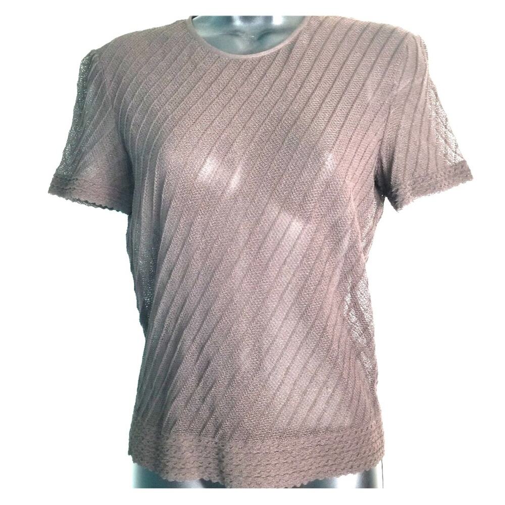 Giorgio Armani sheer top short sleeve sz 42 snag New with tags